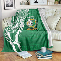 Personalised Liahona - Saineha High School Blanket Tongan Ngatu Pattern LT14 Green - Polynesian Pride