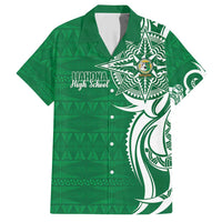 Personalised Liahona - Saineha High School Family Matching Short Sleeve Bodycon Dress and Hawaiian Shirt Tongan Ngatu Pattern LT14 Dad's Shirt - Short Sleeve Green - Polynesian Pride