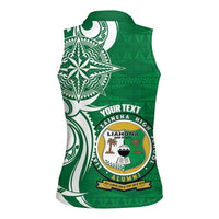 Personalised Liahona - Saineha High School Women Sleeveless Polo Shirt Tongan Ngatu Pattern LT14 - Polynesian Pride
