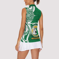Personalised Liahona - Saineha High School Women Sleeveless Polo Shirt Tongan Ngatu Pattern LT14 - Polynesian Pride