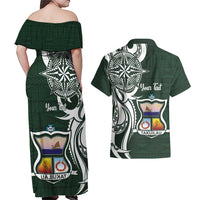 Personalised Tonga Takuilau College Couples Matching Off Shoulder Maxi Dress and Hawaiian Shirt Est 1975 Tongan Ngatu Pattern LT14 - Polynesian Pride