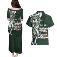 Personalised Tonga Takuilau College Couples Matching Puletasi and Hawaiian Shirt Est 1975 Tongan Ngatu Pattern LT14 - Polynesian Pride