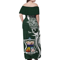 Personalised Tonga Takuilau College Family Matching Off Shoulder Maxi Dress and Hawaiian Shirt Est 1975 Tongan Ngatu Pattern LT14 - Polynesian Pride