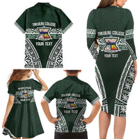 Personalised Tonga Takuilau College Family Matching Long Sleeve Bodycon Dress and Hawaiian Shirt 50th Anniversary Ngatu Kupesi LT14 - Polynesian Pride
