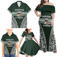 Personalised Tonga Takuilau College Family Matching Off Shoulder Maxi Dress and Hawaiian Shirt 50th Anniversary Ngatu Kupesi LT14 - Polynesian Pride