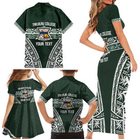 Personalised Tonga Takuilau College Family Matching Short Sleeve Bodycon Dress and Hawaiian Shirt 50th Anniversary Ngatu Kupesi LT14 - Polynesian Pride