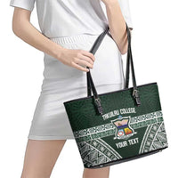 Personalised Tonga Takuilau College Leather Tote Bag 50th Anniversary Ngatu Kupesi - Polynesian Pride