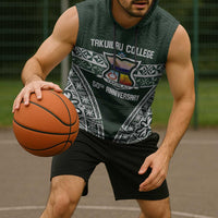 Personalised Tonga Takuilau College Sleeveless Hoodie 50th Anniversary Ngatu Kupesi LT14 - Polynesian Pride