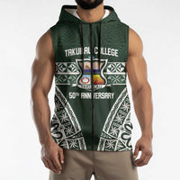 Personalised Tonga Takuilau College Sleeveless Zip Hoodie 50th Anniversary Ngatu Kupesi LT14 - Polynesian Pride