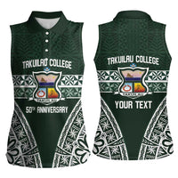 Personalised Tonga Takuilau College Women Sleeveless Polo Shirt 50th Anniversary Ngatu Kupesi LT14 - Polynesian Pride