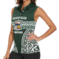 Personalised Tonga Takuilau College Women Sleeveless Polo Shirt 50th Anniversary Ngatu Kupesi LT14 - Polynesian Pride