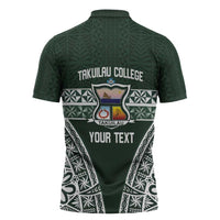 Personalised Tonga Takuilau College Zipper Polo Shirt 50th Anniversary Ngatu Kupesi LT14 - Polynesian Pride