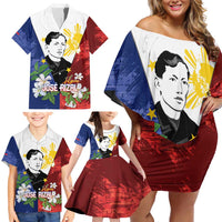 Philippines Rizal Day Family Matching Off Shoulder Short Dress and Hawaiian Shirt Filipino Sampaguita Grunge Style LT14 - Polynesian Pride