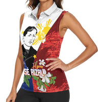 Philippines Rizal Day Women Sleeveless Polo Shirt Filipino Sampaguita Grunge Style LT14 - Polynesian Pride