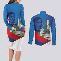 Philippines Rizal Day Couples Matching Long Sleeve Bodycon Dress and Long Sleeve Button Shirt Filipino Motto Stella Polynesian Pattern LT14 - Polynesian Pride