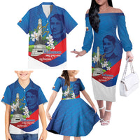 Philippines Rizal Day Family Matching Off The Shoulder Long Sleeve Dress and Hawaiian Shirt Filipino Motto Stella Polynesian Pattern LT14 - Polynesian Pride