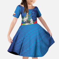 Philippines Rizal Day Family Matching Puletasi and Hawaiian Shirt Filipino Motto Stella Polynesian Pattern LT14 Daughter's Dress Blue - Polynesian Pride