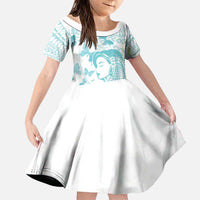 Polynesia Cervical Cancer Awareness Month Family Matching Puletasi and Hawaiian Shirt Polynesian Women Faith Hope Love! LT14 Daughter's Dress White - Polynesian Pride