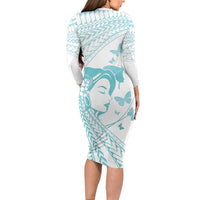 Polynesia Cervical Cancer Awareness Month Long Sleeve Bodycon Dress Polynesian Women Faith Hope Love! LT14 - Polynesian Pride