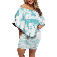 Polynesia Cervical Cancer Awareness Month Off Shoulder Short Dress Polynesian Women Faith Hope Love! LT14 Women White - Polynesian Pride