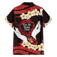Polynesia AIDS Awareness Month Family Matching Off Shoulder Short Dress and Hawaiian Shirt Take The Rights Path Polynesian Pattern