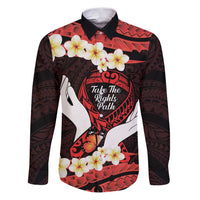 Polynesia AIDS Awareness Month Family Matching Puletasi and Hawaiian Shirt Take The Rights Path Polynesian Pattern
