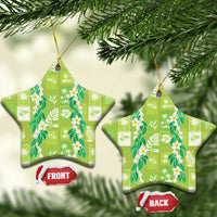 Aloha Hawaii Tuberose Lei Ceramic Ornament Tropical Vibes Green Color - Polynesian Pride