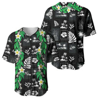 Aloha Hawaii Tuberose Lei Baseball Jersey Tropical Vibes Black Color - Polynesian Pride