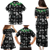 Aloha Hawaii Tuberose Lei Family Matching Puletasi and Hawaiian Shirt Tropical Vibes Black Color LT14 - Polynesian Pride
