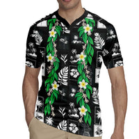Aloha Hawaii Tuberose Lei Rugby Jersey Tropical Vibes Black Color - Polynesian Pride