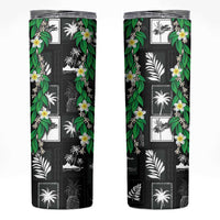 Aloha Hawaii Tuberose Lei Skinny Tumbler Tropical Vibes Black Color LT14 Black - Polynesian Pride