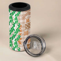 Aloha Hawaii Palaka Tuberose Lei 4 in 1 Can Cooler Tumbler Hawaiian Quilt Seamless Style LT14 - Polynesian Pride