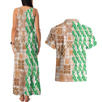 Aloha Hawaii Palaka Tuberose Lei Couples Matching Tank Maxi Dress and Hawaiian Shirt Hawaiian Quilt Seamless Style LT14 - Polynesian Pride