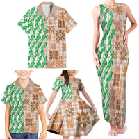 Aloha Hawaii Palaka Tuberose Lei Family Matching Tank Maxi Dress and Hawaiian Shirt Hawaiian Quilt Seamless Style LT14 - Polynesian Pride
