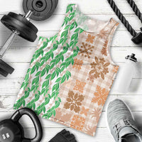 Aloha Hawaii Palaka Tuberose Lei Men Tank Top Hawaiian Quilt Seamless Style - Polynesian Pride
