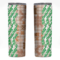 Aloha Hawaii Palaka Tuberose Lei Skinny Tumbler Hawaiian Quilt Seamless Style LT14 Beige - Polynesian Pride