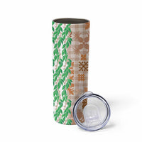 Aloha Hawaii Palaka Tuberose Lei Skinny Tumbler Hawaiian Quilt Seamless Style LT14 - Polynesian Pride