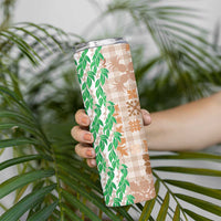 Aloha Hawaii Palaka Tuberose Lei Skinny Tumbler Hawaiian Quilt Seamless Style LT14 - Polynesian Pride