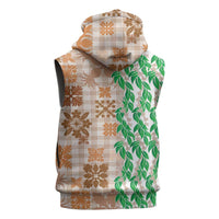 Aloha Hawaii Palaka Tuberose Lei Sleeveless Hoodie Hawaiian Quilt Seamless Style - Polynesian Pride