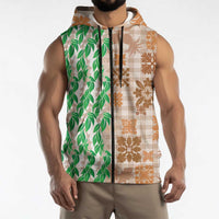 Aloha Hawaii Palaka Tuberose Lei Sleeveless Zip Hoodie Hawaiian Quilt Seamless Style LT14