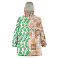 Aloha Hawaii Palaka Tuberose Lei Wearable Blanket Hoodie Hawaiian Quilt Seamless Style LT14 One Size Beige - Polynesian Pride
