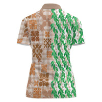 Aloha Hawaii Palaka Tuberose Lei Women Polo Shirt Hawaiian Quilt Seamless Style LT14 - Polynesian Pride