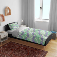 Pastel Green Hawaii Palaka Honohono Pikake Bedding Set Hawaiian Orchid Lei Polynesian Pattern - Polynesian Pride