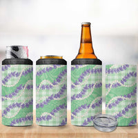 Pastel Green Hawaii Palaka Honohono Pikake 4 in 1 Can Cooler Tumbler Hawaiian Orchid Lei Polynesian Pattern LT14 - Polynesian Pride