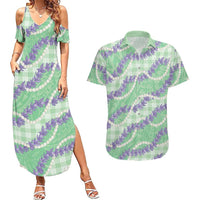 Pastel Green Hawaii Palaka Honohono Pikake Couples Matching Summer Maxi Dress and Hawaiian Shirt Hawaiian Orchid Lei Polynesian Pattern LT14 Pastel Green - Polynesian Pride