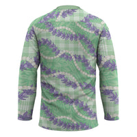 Pastel Green Hawaii Palaka Honohono Pikake Hockey Jersey Hawaiian Orchid Lei Polynesian Pattern LT14 - Polynesian Pride