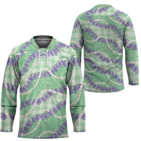 Pastel Green Hawaii Palaka Honohono Pikake Hockey Jersey Hawaiian Orchid Lei Polynesian Pattern LT14 - Polynesian Pride
