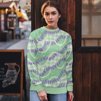 Pastel Green Hawaii Palaka Honohono Pikake Ugly Christmas Sweater Hawaiian Orchid Lei Polynesian Pattern LT14 - Polynesian Pride