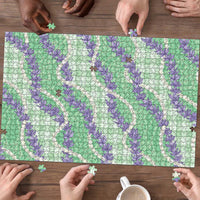 Pastel Green Hawaii Palaka Honohono Pikake Puzzle Hawaiian Orchid Lei Polynesian Pattern - Polynesian Pride