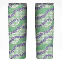 Pastel Green Hawaii Palaka Honohono Pikake Skinny Tumbler Hawaiian Orchid Lei Polynesian Pattern LT14 Pastel Green - Polynesian Pride